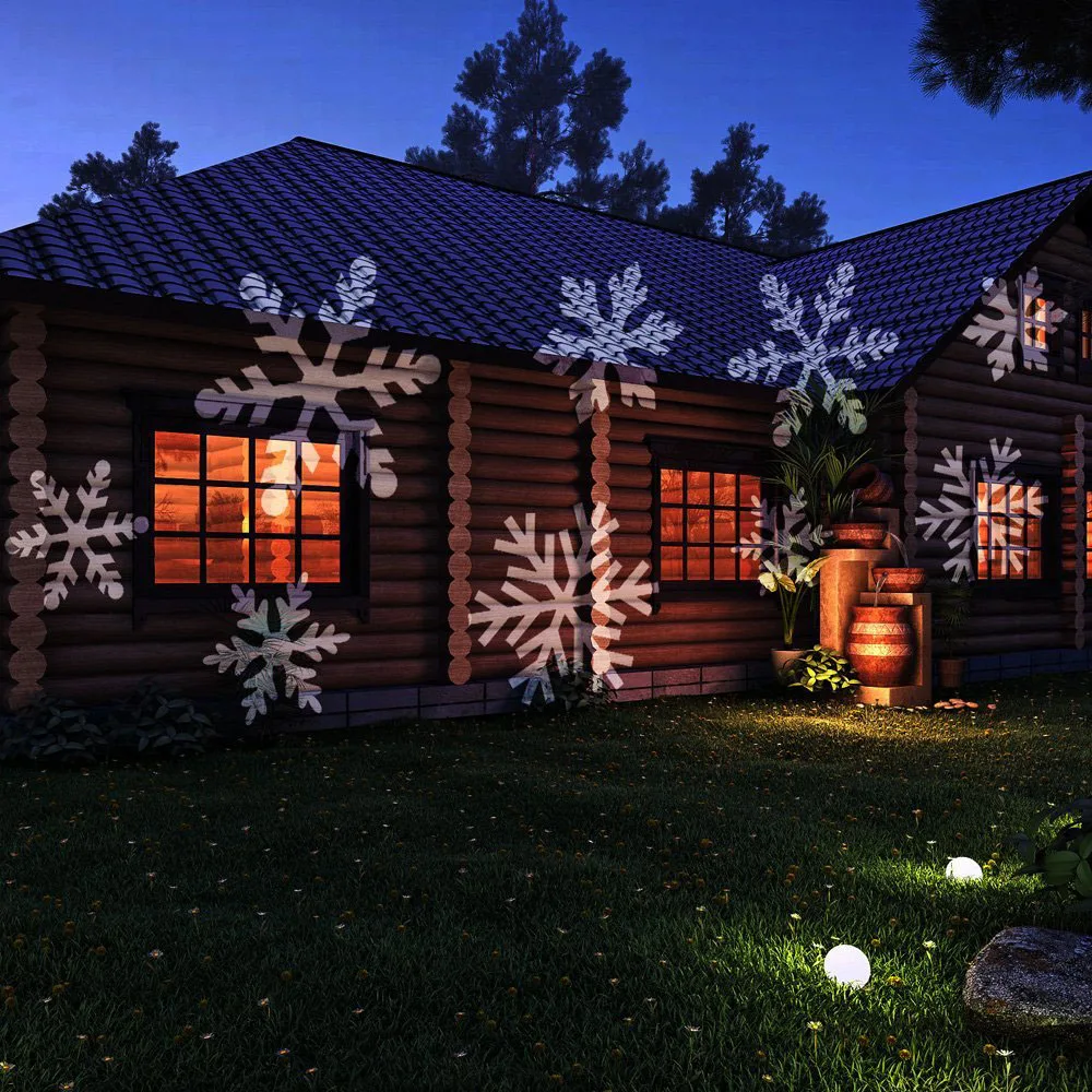 Рождественское украшение для дома, рождественское освещение, наружное, внутреннее, 12 типов, светодиодный проектор в виде снежинки, водонепроницаемое сценическое освещение для сада