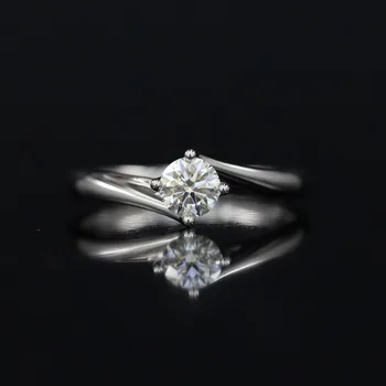 

LASAMERO 0.457CT IJ/SI Round Cut Modern Design Natural Diamond Ring For Women 18k White Gold Certified Engagement Wedding Ring