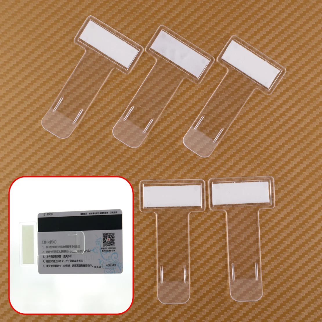 

DWCX 5Pcs Clear Plastic Car Windscreen Parking Ticket Card Clip Mini Portable Permit Holder 3M Sticker Practical Fasteners