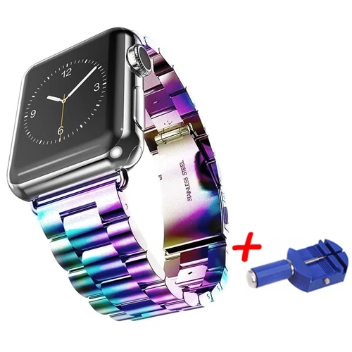 Ремешок из нержавеющей стали для apple watch 44 мм 38 мм iwatch 42 мм 40 мм браслет на запястье для apple watch 4/3/2 - Цвет ремешка: Seven colors