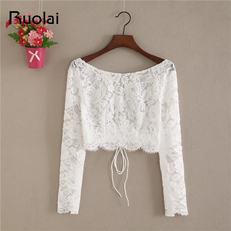 

New Arrival O Neck Lace Jacket Wedding Bolero Women Long Sleeve Bridal Wrap Wedding Coat Lace Jacket Boho Wedding FJ32