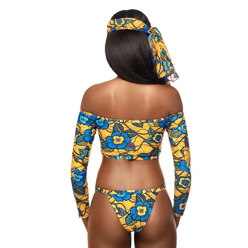 long sleeve off the shoulder swimsuit