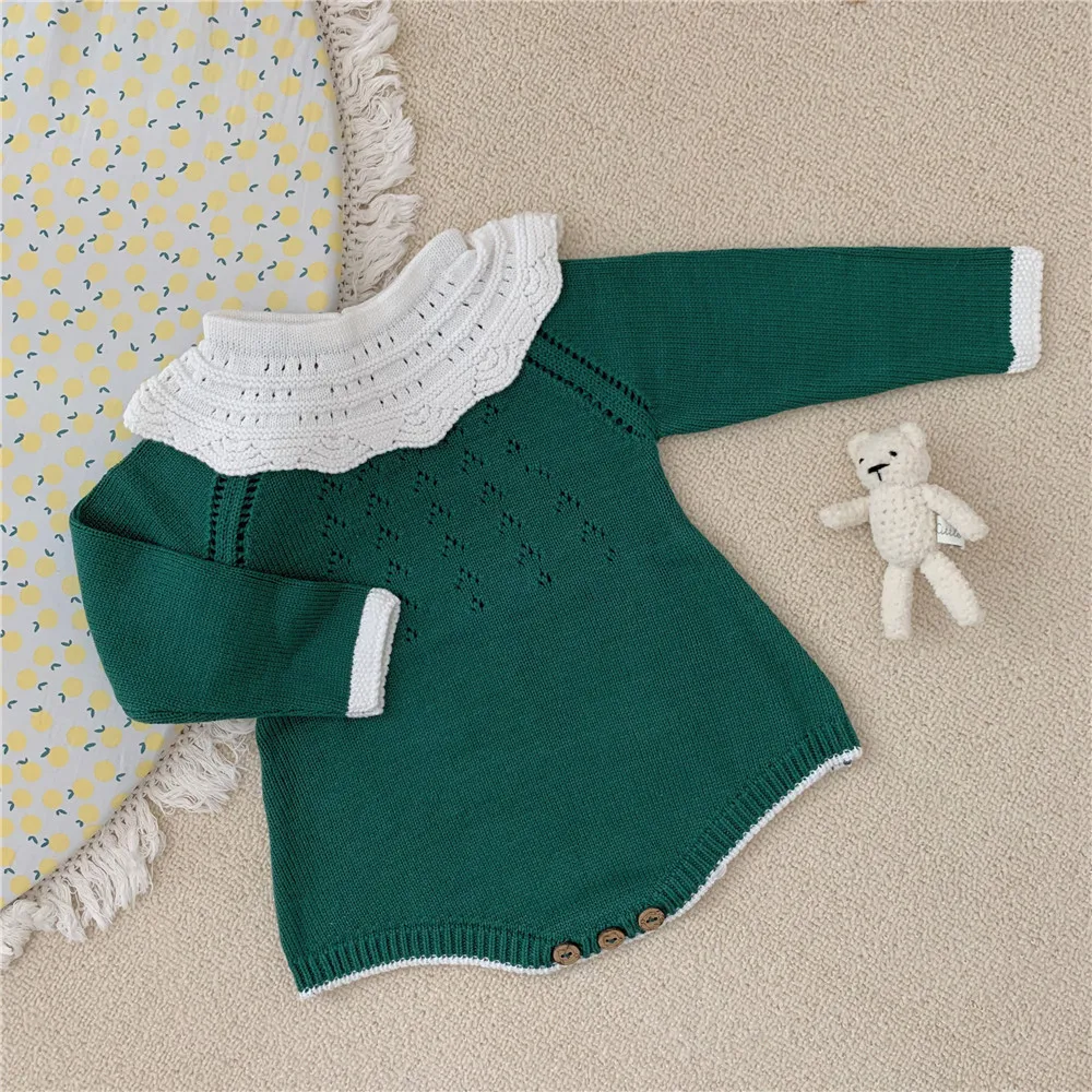 Kopen Trui Rompertjes Pasgeboren Baby Kleding Jongens Lange Sleeeved Patchwork Infant Kids Truien Jumpsuit Meisjes Romper Gebreide Kleding