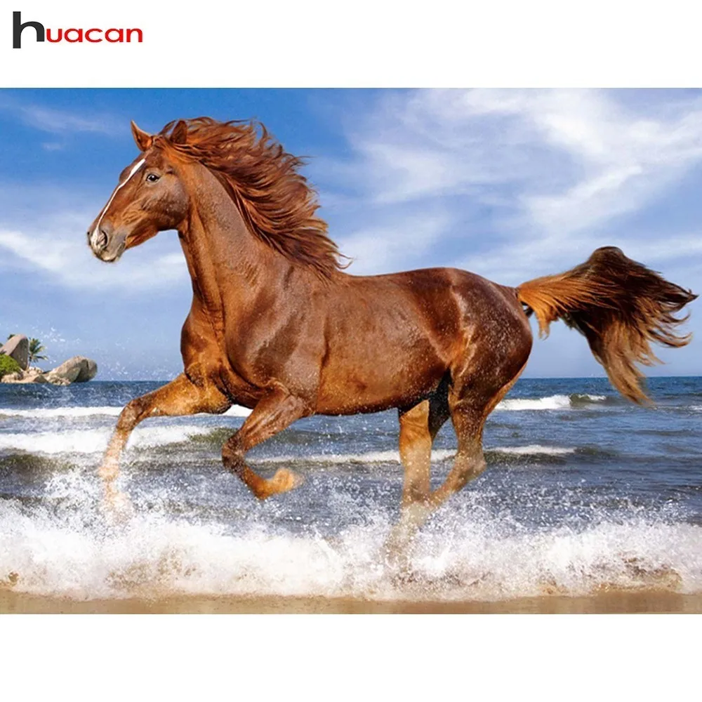 

HUACAN DIY Diamond Painting Horse Full Drill Square Diamond Embroidery Cross Stitch Mosaic Animals Decoration Home Accessories