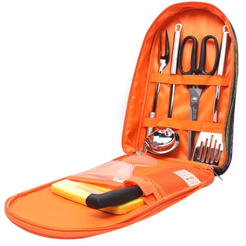 SJ-Maurie acampar al aire libre juego de vajilla cubertería de acero inoxidable con cuchara tenedor cuchillos para cortar junta para bolsa de Picnic
