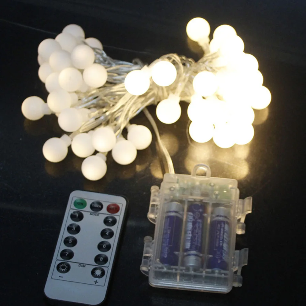 Remote Control LED Ball String Lights Battery Powered Christmas Lights