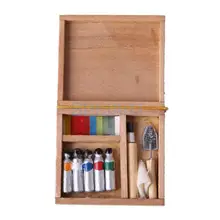 Набор инструментов для рисования масштабный Кукольный Дом Миниатюры Мини Деревянные акварельные 1/12