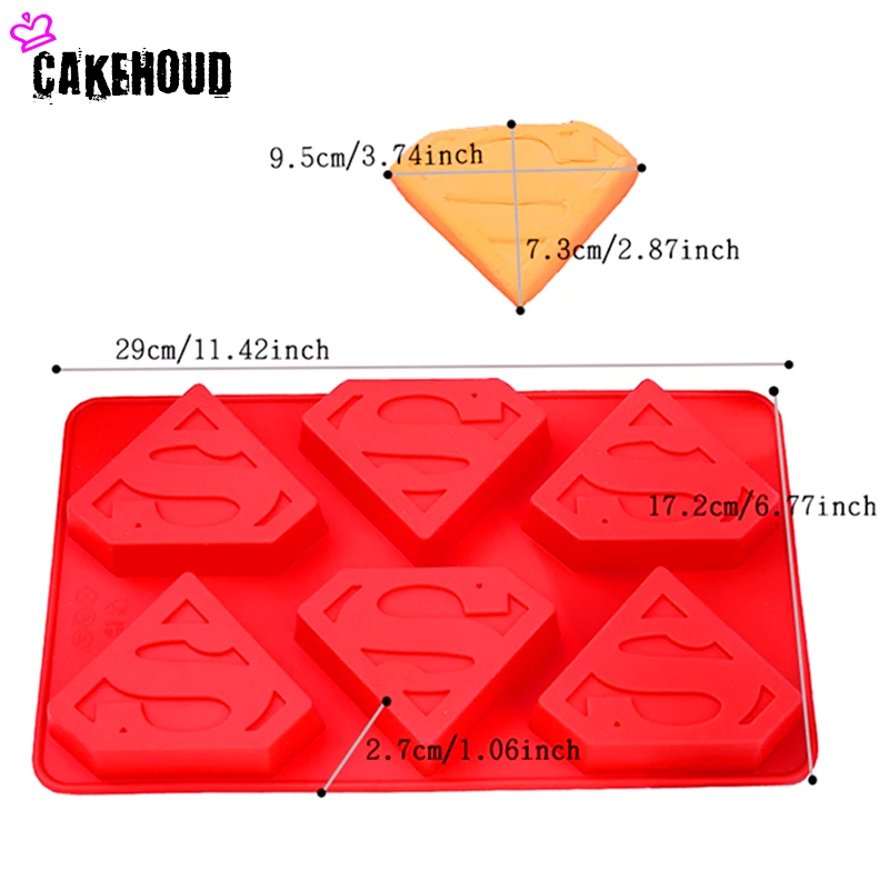 Силиконовая форма cakehood 6 отверстий 3D Супермен Hero S с логотипом для украшения торта