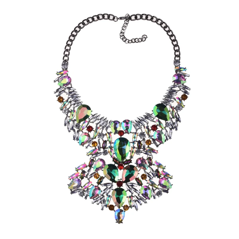 JERPVTE Мода Преувеличенные геометрические акриловые бусины ожерелье s& подвески роскошный кристалл эффектный Макси-чокер воротник ожерелье