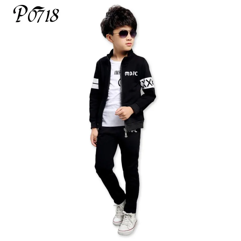 2018 New Spring Autumn Baby Boys Clothing Set Black Boy Sports Suit Set School Children Outfits