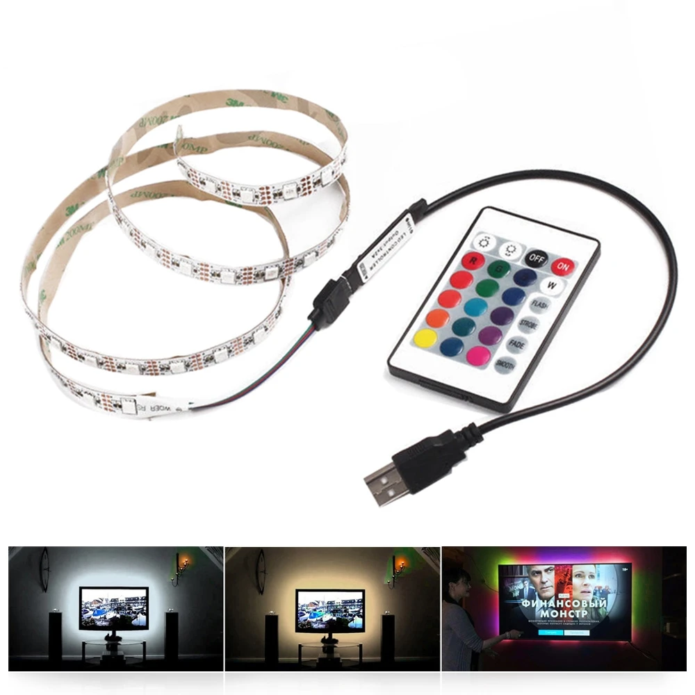 

5 V Led Strip USB Light Tape PC TV SMD 2835 5M 5V RGB USB Cable Power Desk Decor Led Strip Lamp Diode Ribbon Fleible Ambilight