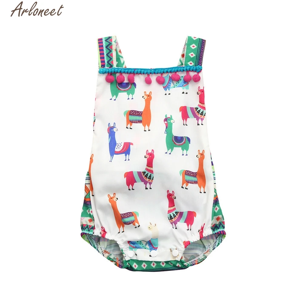 

ARLONEET Cute summer Infant Baby Sleeveless White Animal Cartoon Backless Print Vest Romper Boys Girls Jumpsuit
