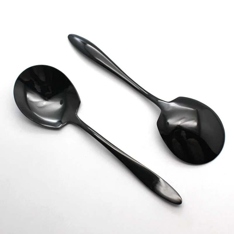 2pcs/lot Black Big Large Serving Spoon Brand New Stainless Steel