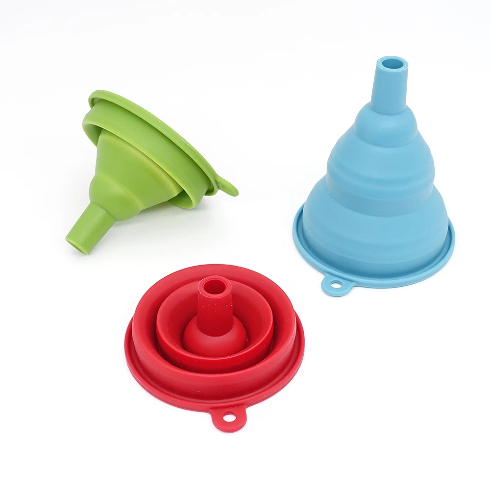

practical Portable Silicone Foldable Funnels Can be stretched Collapsible Style Funnel Hopper Kitchen Cooking Tools Accessories