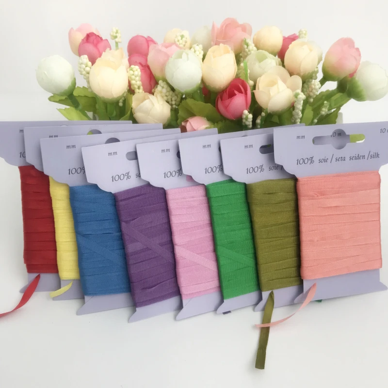 4 мм восемь цветов один набор чистая шелковая корсажная лента вышивка дизайн, шелковая атласная лента, аксессуары для одежды