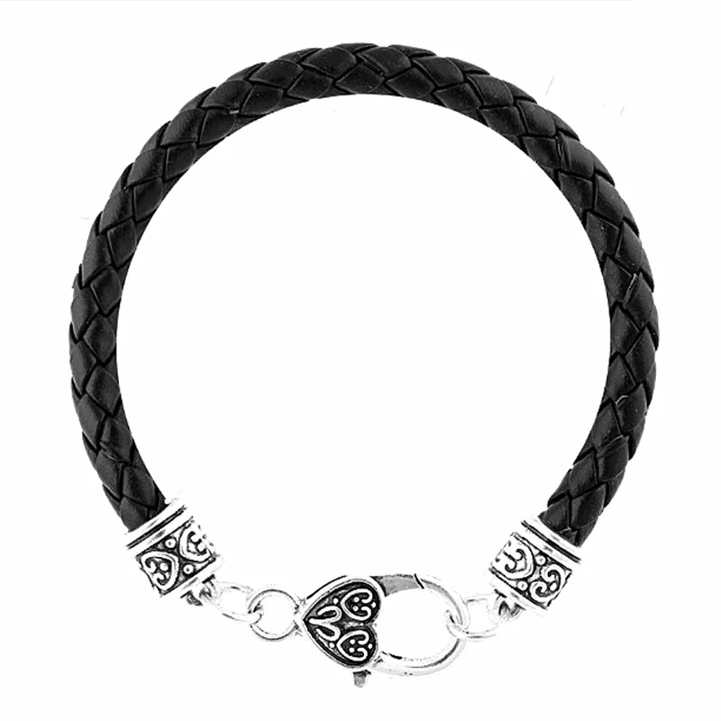 Antique Silver Plated Lobster Claw Clasp Braided Leather Chain Bracelets 50 Pieces A Lotchain