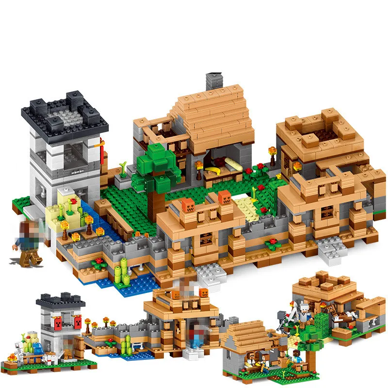 

2019 4 in1 My World Minecrafted Set Fgures Village Castle Fortress Building Blocks Bricks Toys Compatible Legolying