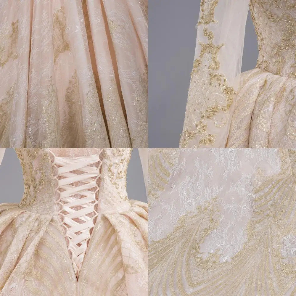 Роскошное блестящее свадебное платье robe de soiree с длинными рукавами и круглым вырезом, свадебное платье, красивое свадебное платье abendkleider