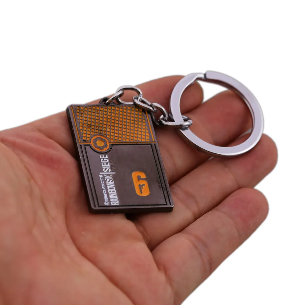 

Julies 12pcs/lot Wholesale Game Rainbow 6 Keychain Dog Tag Christmas Chaveiro Men Jewelry JJ12980