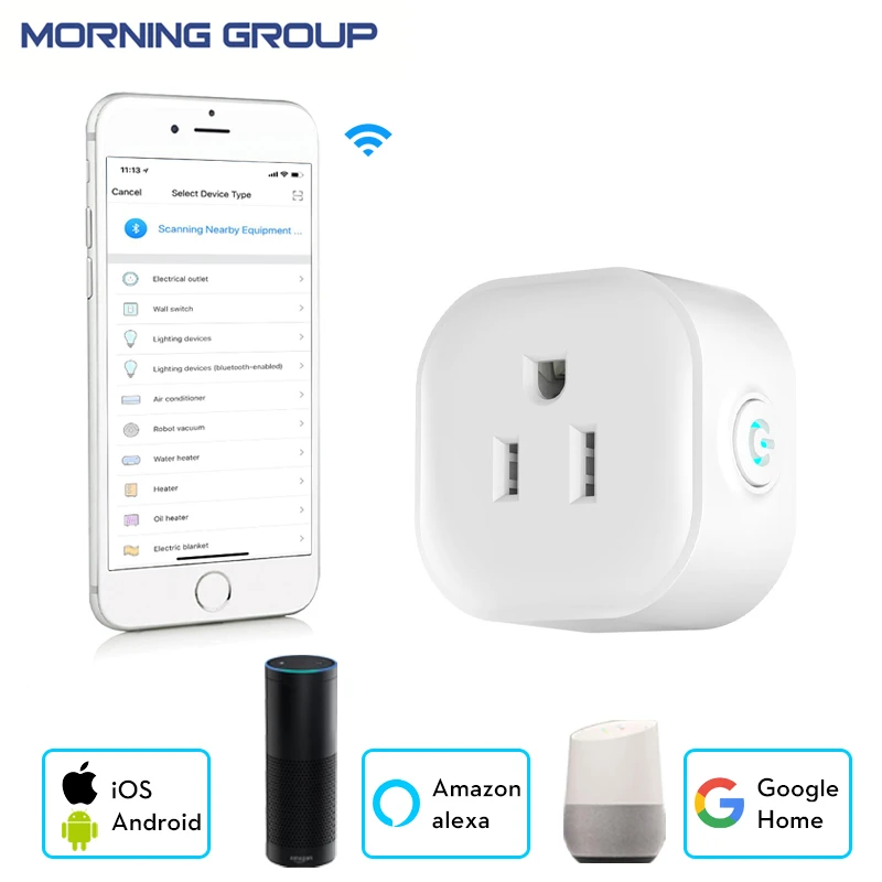 

Smart Wifi US Socket Mobile APP Remote Control Support Amazon Alexa Google Home for Home Use