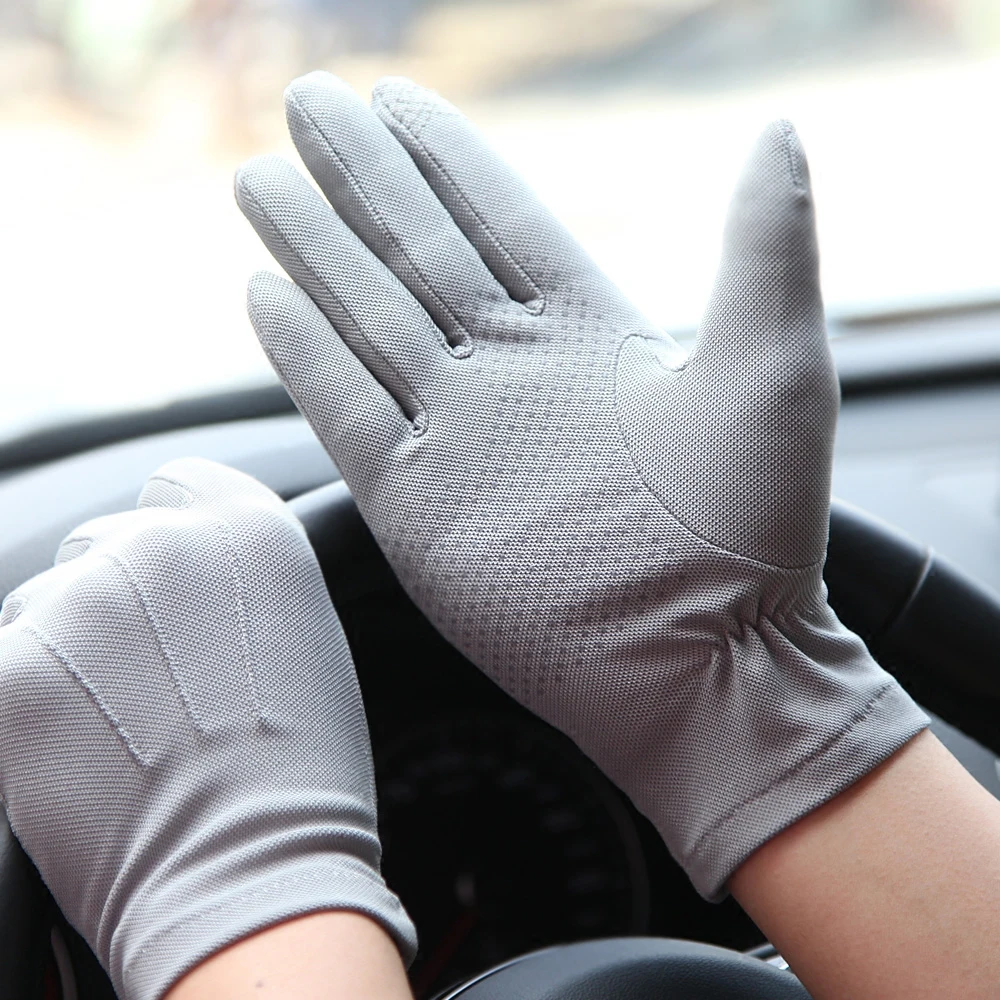 Suede Sunscreen Gloves Men and Women Summer Thin Short Half Finger Driving  Anti-Slip Sweat Gloves 5-SZ007W