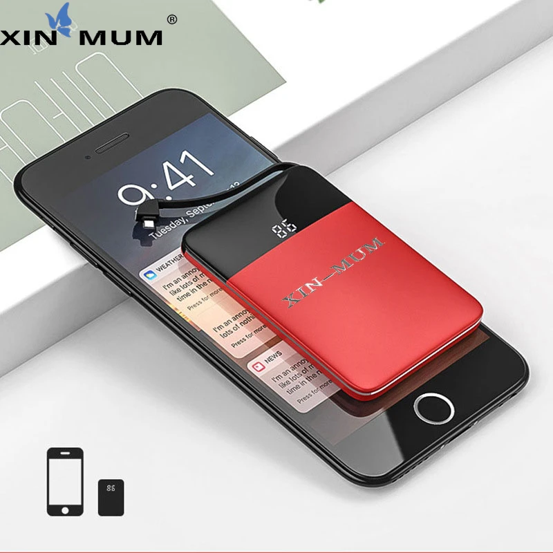 

XIN-MUM Power Bank 8000mAh For iPhone Mobile Phones External Battery Mini Portable Charger Alloy Ultra-thin Slim Fast Charge