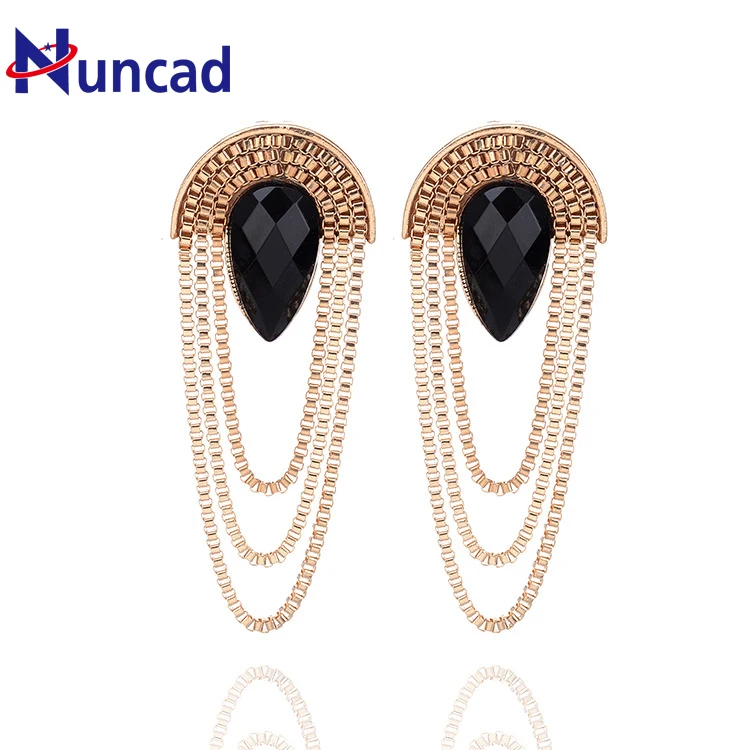 

Women Waterdrop Tassel Earrings Chunky Ear Accessories Gold Color Chandelier Long Earrings NYER94 For Women Brinco Bijoux