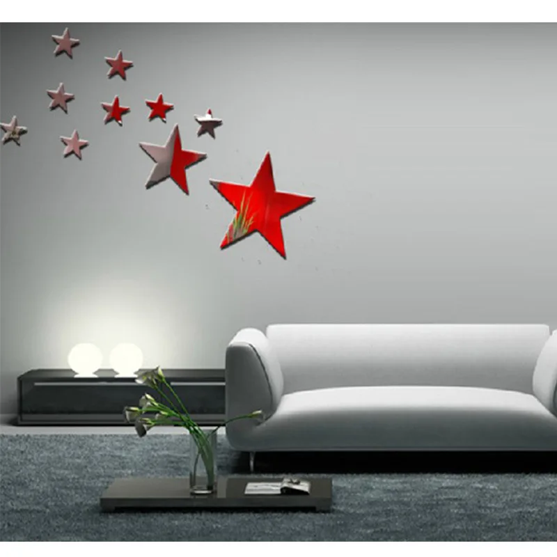 Techo decoración acrílico espejo estrella de cinco puntas Adhesivos de pared decoración de la pared pegatinas de pared Decoración para el hogar sala de estar