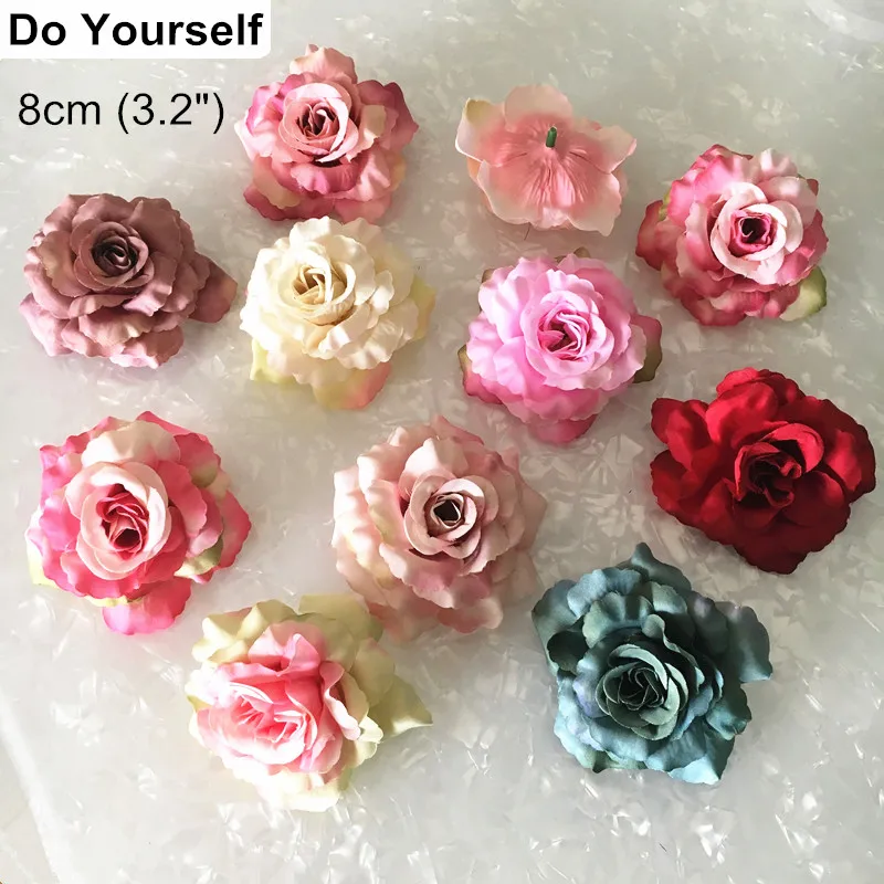 

12pcs Crafted Fabric Rose Flower,8cm(3.2") 3D Rose,Decoration Flowers For Wedding,Christmas,Valentine's Day,Festival Many Colors