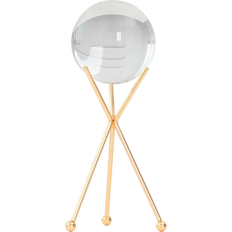 

Nordic Simple Transparent Crystal Ball Ornaments Creative Iron Glass Crafts New Year'S Gift Household Living Room Tabletop Decor