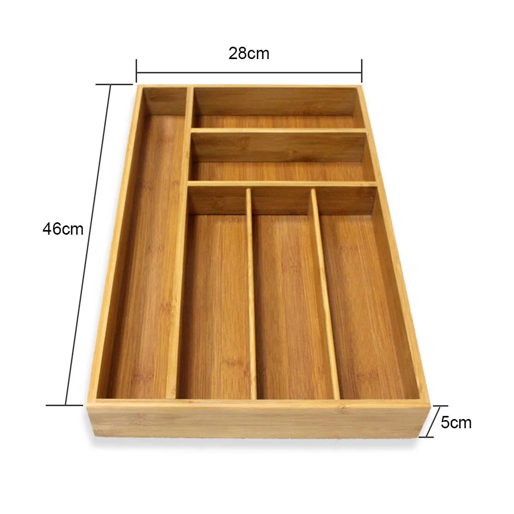 5/6/7 Grid Cutlery Tableware Storage Box Tray with Flatware Organizer Used for Drawer Jewelry Organizer Divider Bamboo Holder