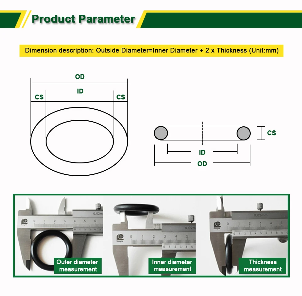LUJX-R 1,9 мм 5 шт зеленый уплотнительное кольцо масло для уплотнения Сопротивление кольца, прокладки уплотнительная шайба OD62/63/64/65/66/67/68/70/73/74
