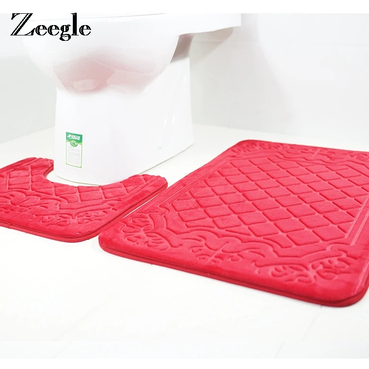 Zeegle 2 шт. 3D коврики для Ванная комната и туалет анти скольжения ванной комнаты из