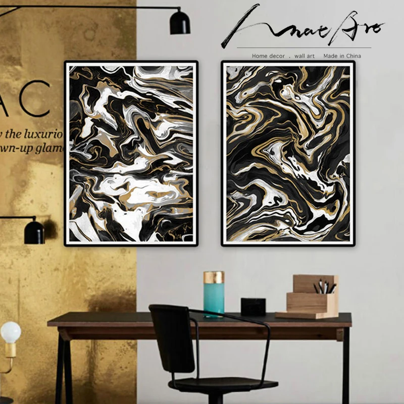 Black And White Gold Nordic Poster Modern Home Decor Wall Canvas