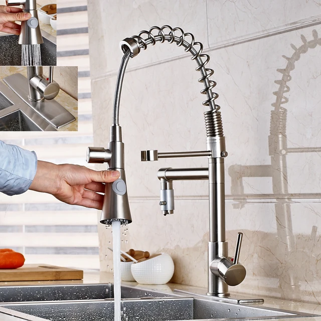 Best Offers Spring Pull Down Nickel Brushed Kitchen Faucet Mixer Tap W/Square 8" Cover Plate Best Offers Spring Pull Down Nickel Brushed Kitchen Faucet Mixer Tap W/Square 8" Cover Plate