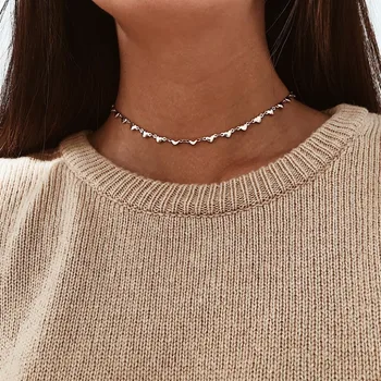 

2018 Heart Style Choker Necklace Small Love Choker Silver Chain For Women Dress Necklace Fashion Women Dress Necklace