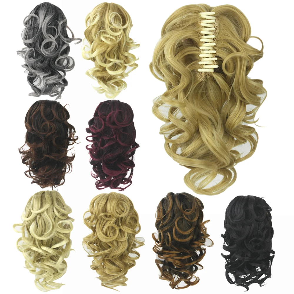 Soowee False Hair Claw Ponytail Synthetic Hair Little Blonde Pony Tail Fairy Tail on Clips Hairpieces for Extension