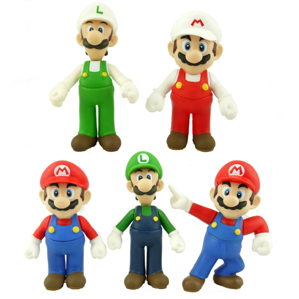 5pcs/set Super Mario Bros PVC Toy Figure Mario Luigi Action Figure