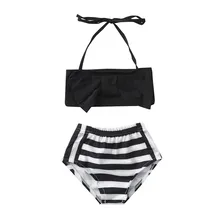 Купальный костюм для девочек; милый и удобный Модный летний детский жилет в полоску с бантом для маленьких девочек; купальный костюм; D300314