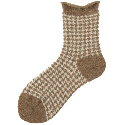 WPLOIKJD/зимние женские носки в консервативном стиле; милые носки с оборками для девочек; хлопковые носки в клетку с оборками; Рождественский подарок для женщин - Цвет: 5
