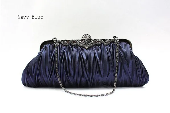 navy satin clutch