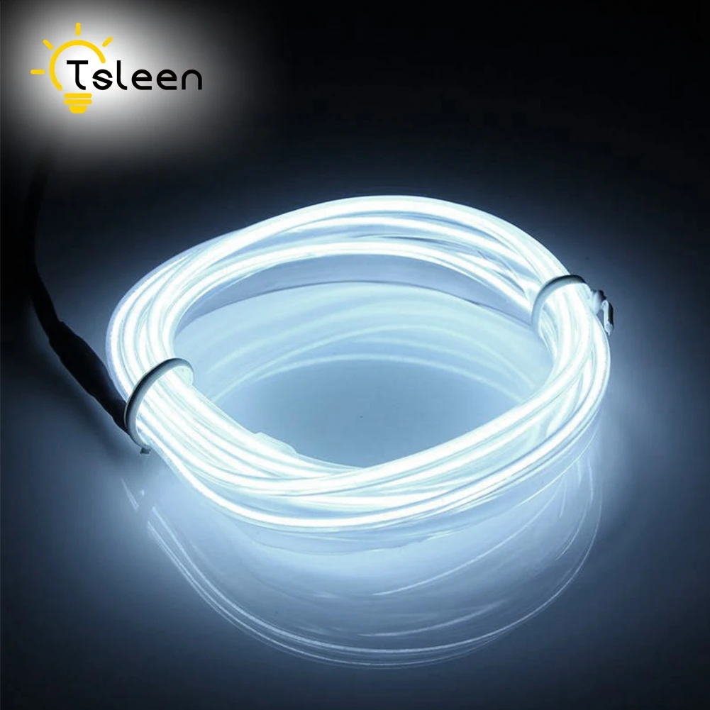 TSLEEN 2M 3M 5M 3V Battery Powered Neon Led Strip Light Glowing EL Wire String Strip Rope Tube