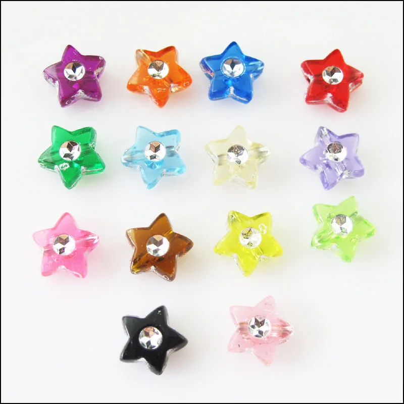

New 80Pcs Mixed Acrylic Plastic Five-pointed Star Spacer Beads Charms 9mm