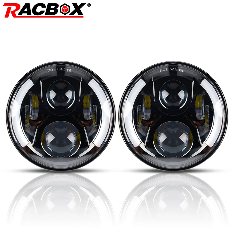 RACBOX 2 шт. 80 Вт 7 дюймовый светодиодный головной светильник H4 H13 (Подол короче
