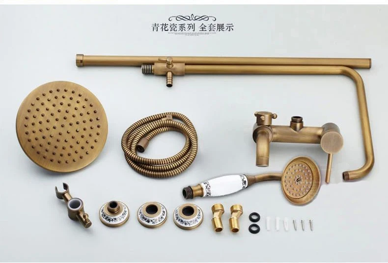 

Shower Faucets Bath Shower Sets Antique Brass Finish Bathroom Rainfall With Spray Shower Set Durable Brass Faucet Set