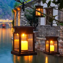 Винтаж декоративный светильник с светодиодный лампы в форме свечи на солнечных батареях Открытый Сад света лампы в форме свечи лампы газон(черный