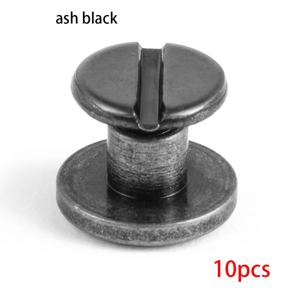 10 комплектов 10 мм одноцветные заклепки для ногтей двойной ремень с плоской головкой/ремень с заклепками для багажа кожа металл ремесло медь Кожа аксессуары - Цвет: ash black