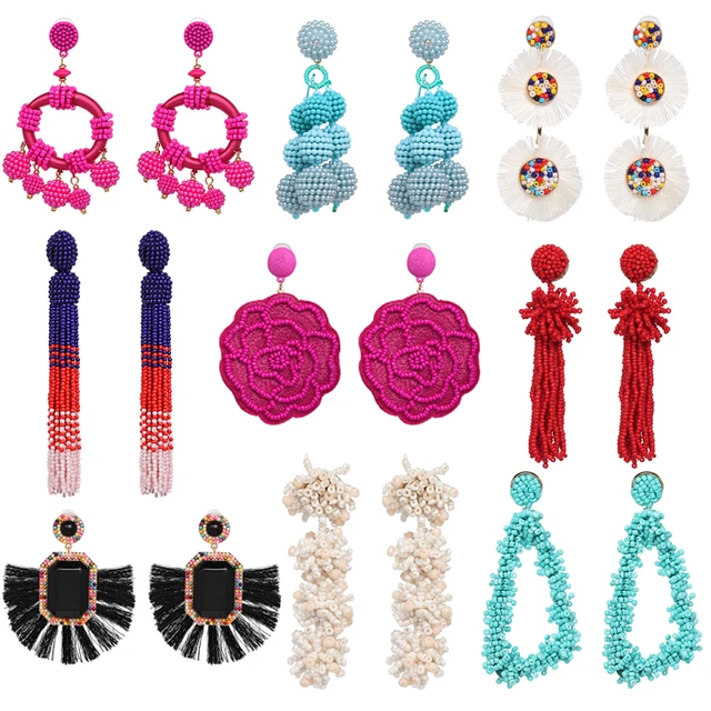 Jujia 9 видов конструкций Для женщин модные бусы, серьги для Для женщин серьги ZA бисером круговой серьги Для женщин подарок bts oorbellen 2019