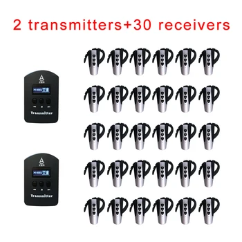 

Audio Tour Guide System ( One set: 2 Transmitters + 30 Earhook Receivers ) / For Travel Agency Church Teaching Visiting/ Headset