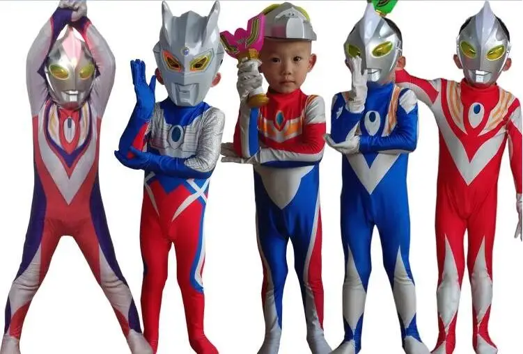 

Child children kid men Boy Halloween adult Costume Cosplay Lycra suit Ultraman dyna tiga Costume suit Ultraman Toy Gift clothes